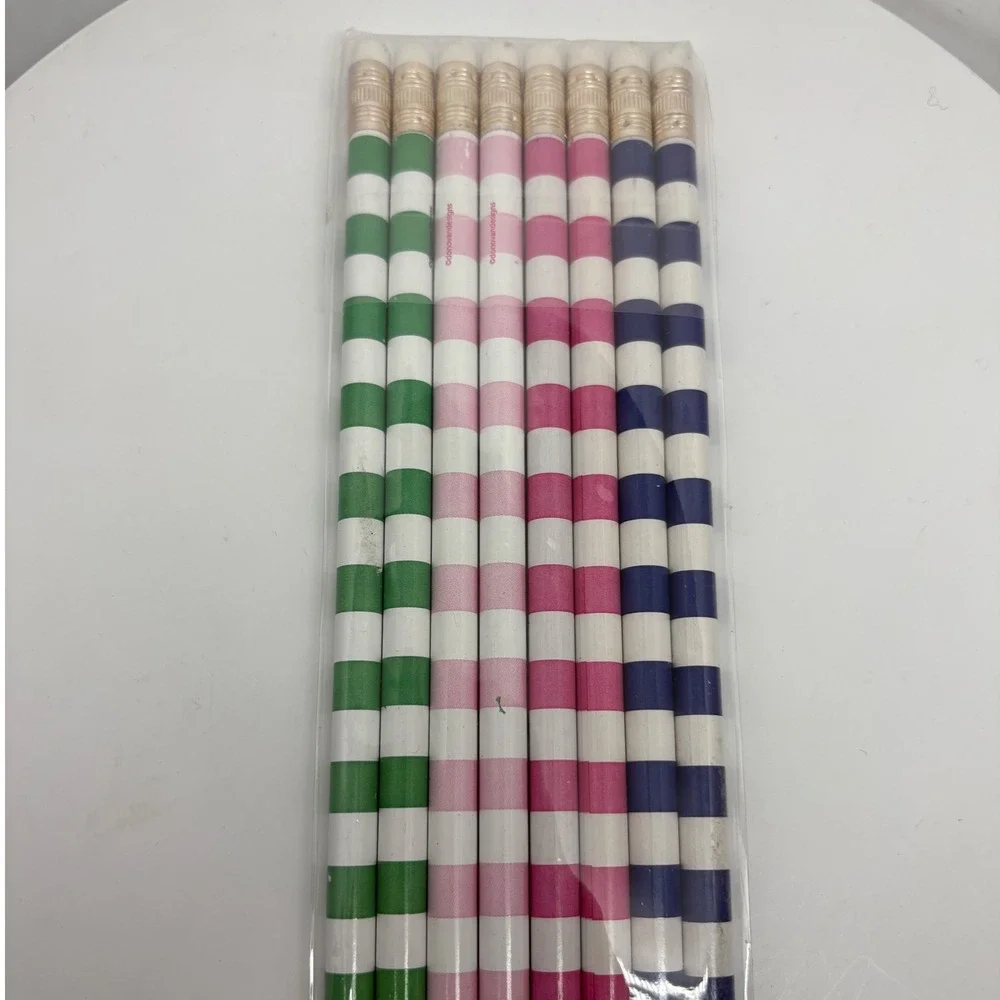 Donovan Designs Striped Pencils 8 Count Assorted Colors Stationery School Supply